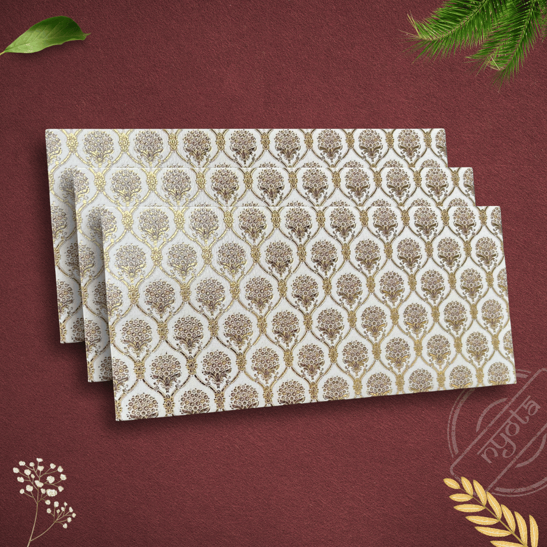 Ethnic Creamy Gold Foil Shagun Envelope