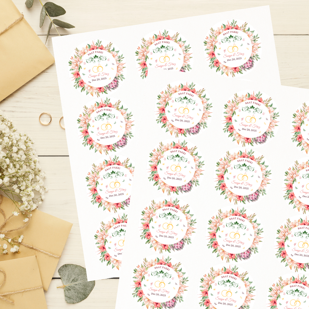 Baat Pakki Engagement Wedding Favour Sticker