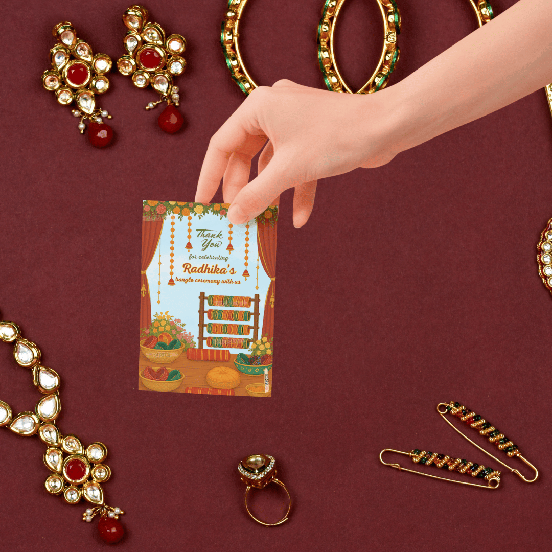 Bangle Ceremony return favour card