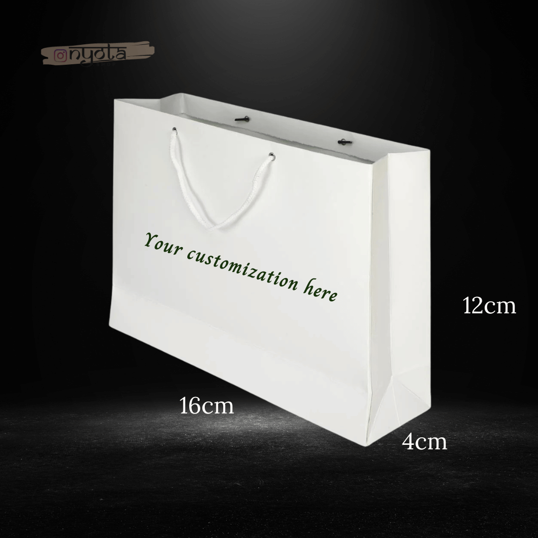 Blue Pichwai Theme Customised Printed Paper Bag with Golden Text - LUXE