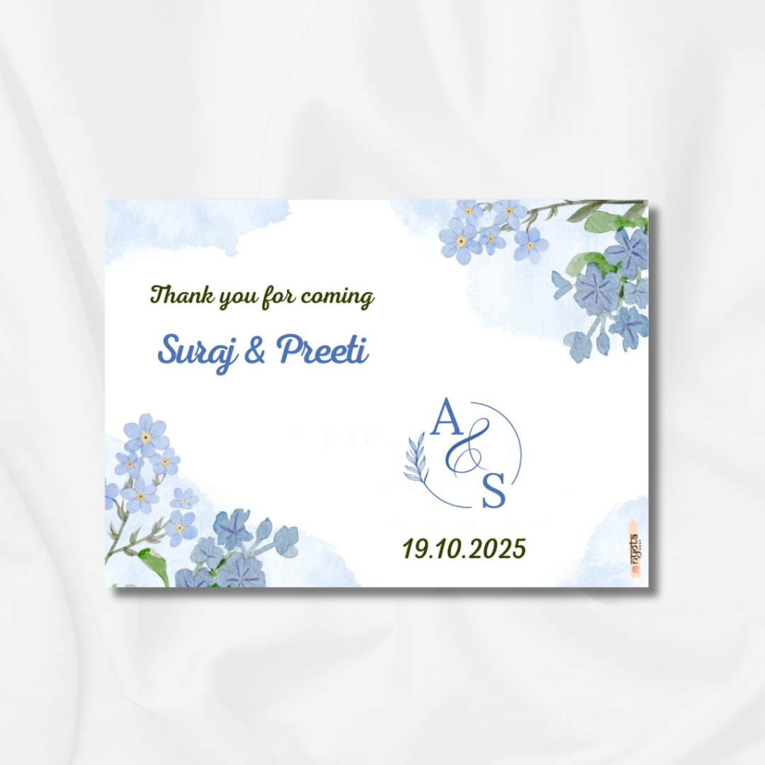 Elegant Blue Thank You Gift Tag/Sticker