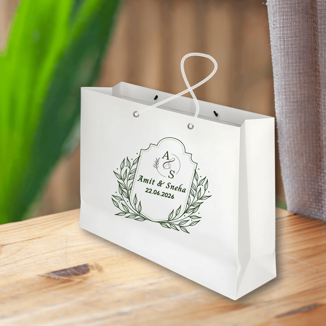 Green Floral Customised Printed Paper Bag