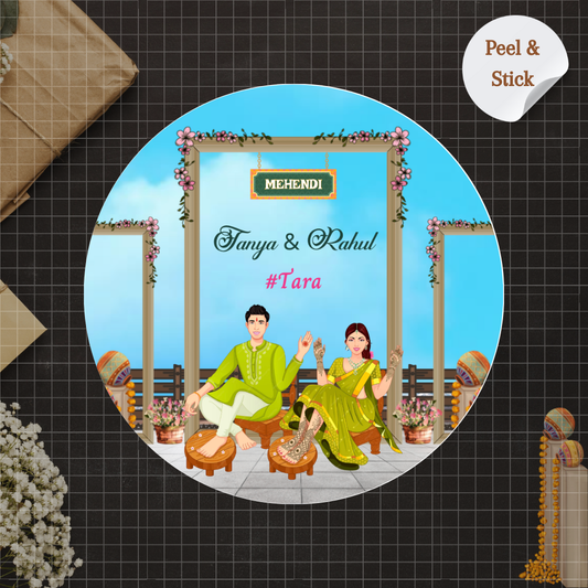 Whimsical Mehendi Wedding Sticker Set