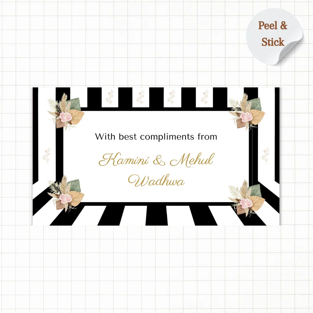 Black and White Striped 3D Effect Personalised Gift Sticker