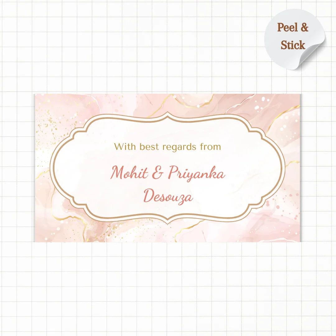 Golden Pink Marble Theme Personalised Gift Sticker