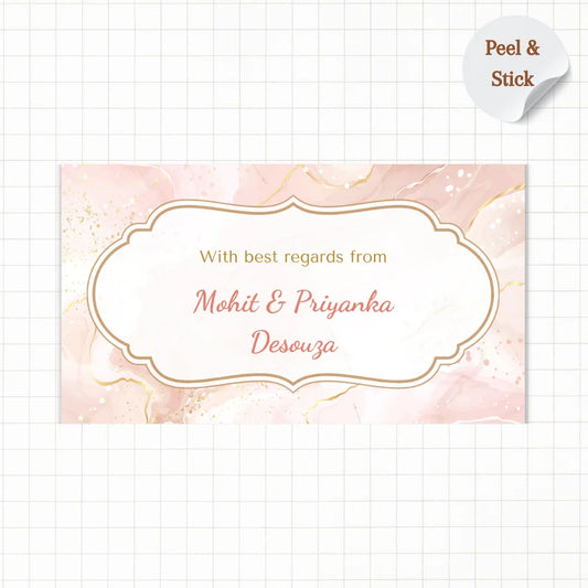 Golden Pink Marble Theme Personalised Gift Sticker