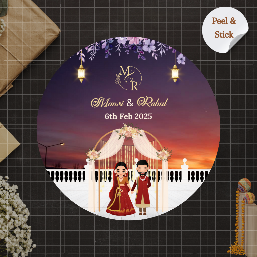 Scenic Stage Wedding Sticker - Customized Text