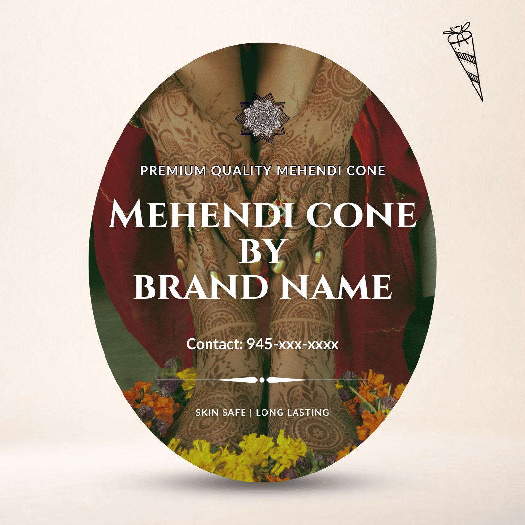 Mehndi Cone Sticker Printing Online | Oval Shape