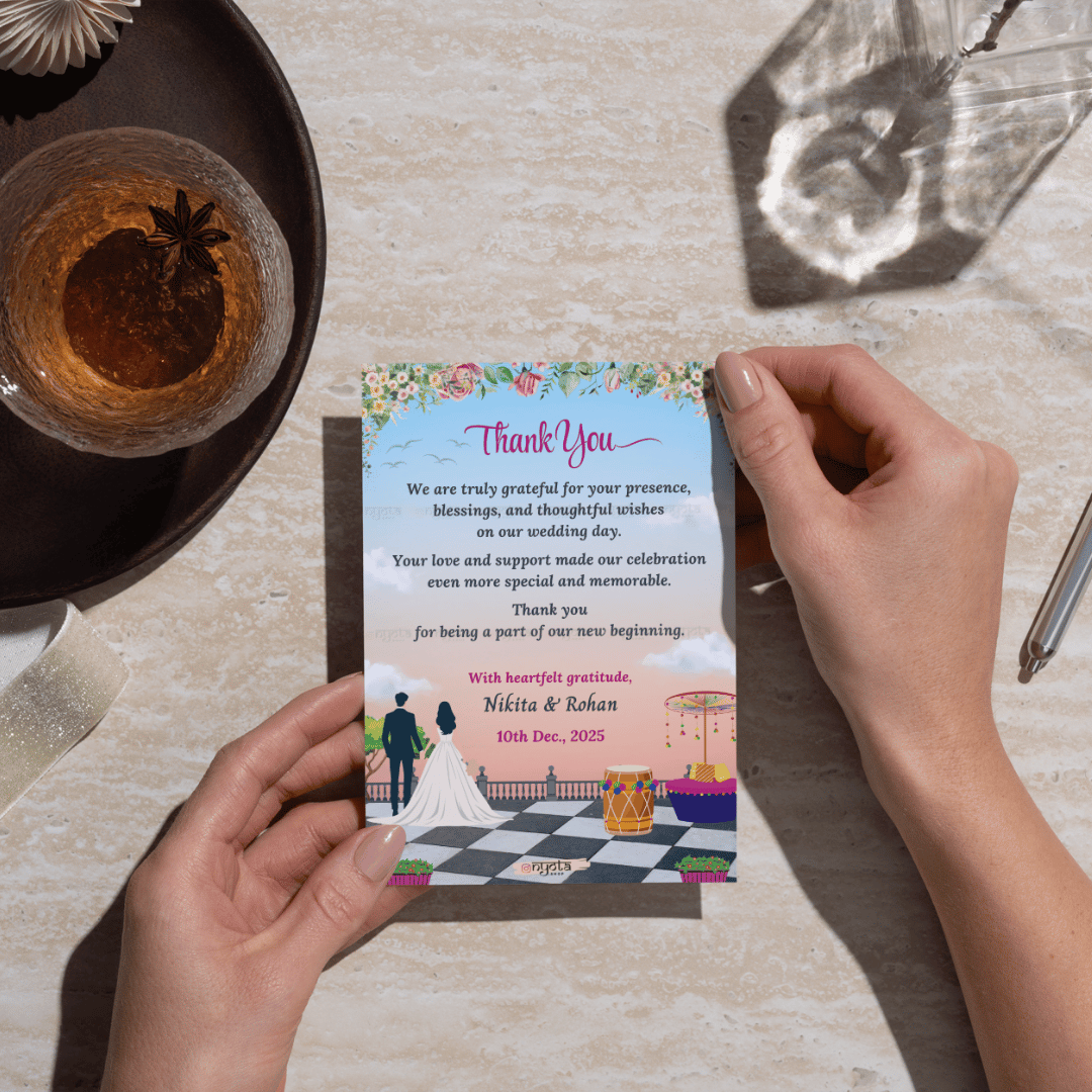 Elegant Indian Wedding Thank You Card