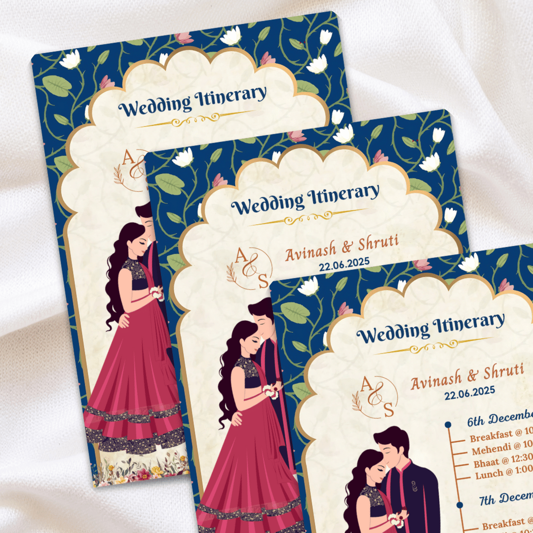 Printed Indian Wedding Royal Itinerary Card