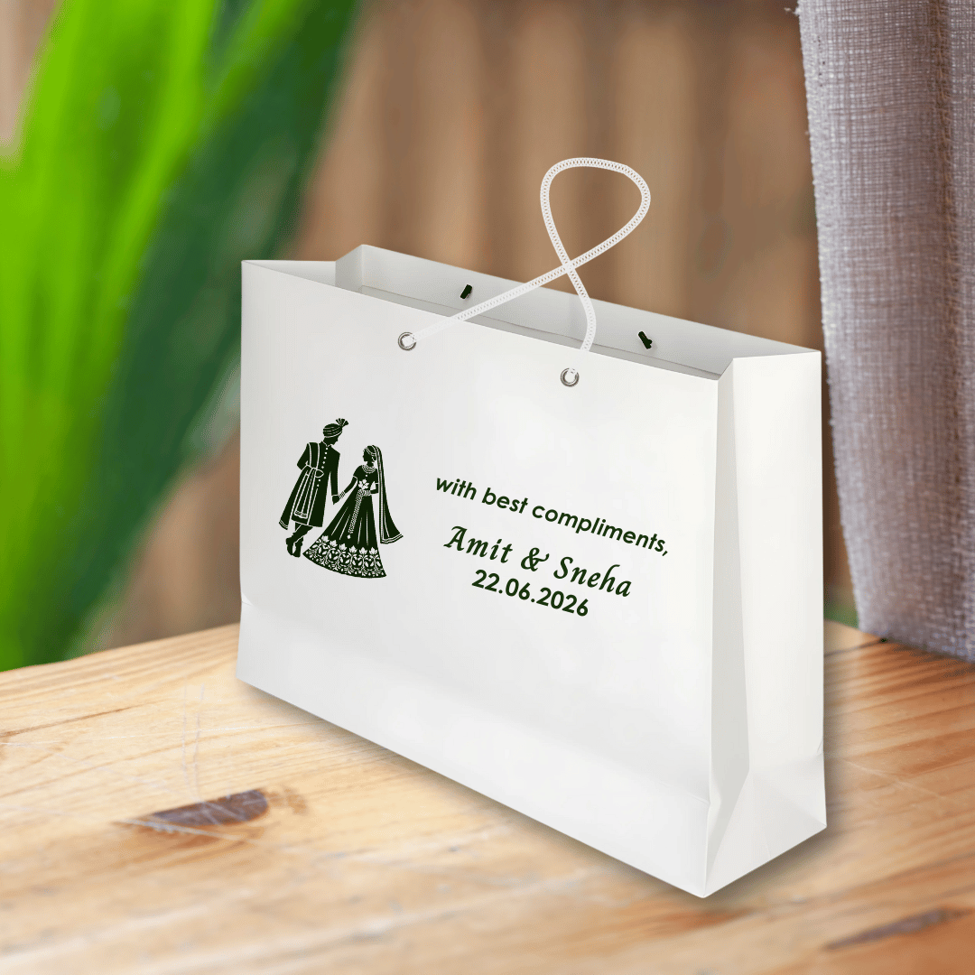 Wedding Couple Customised Printed Paper Bag - LUXE