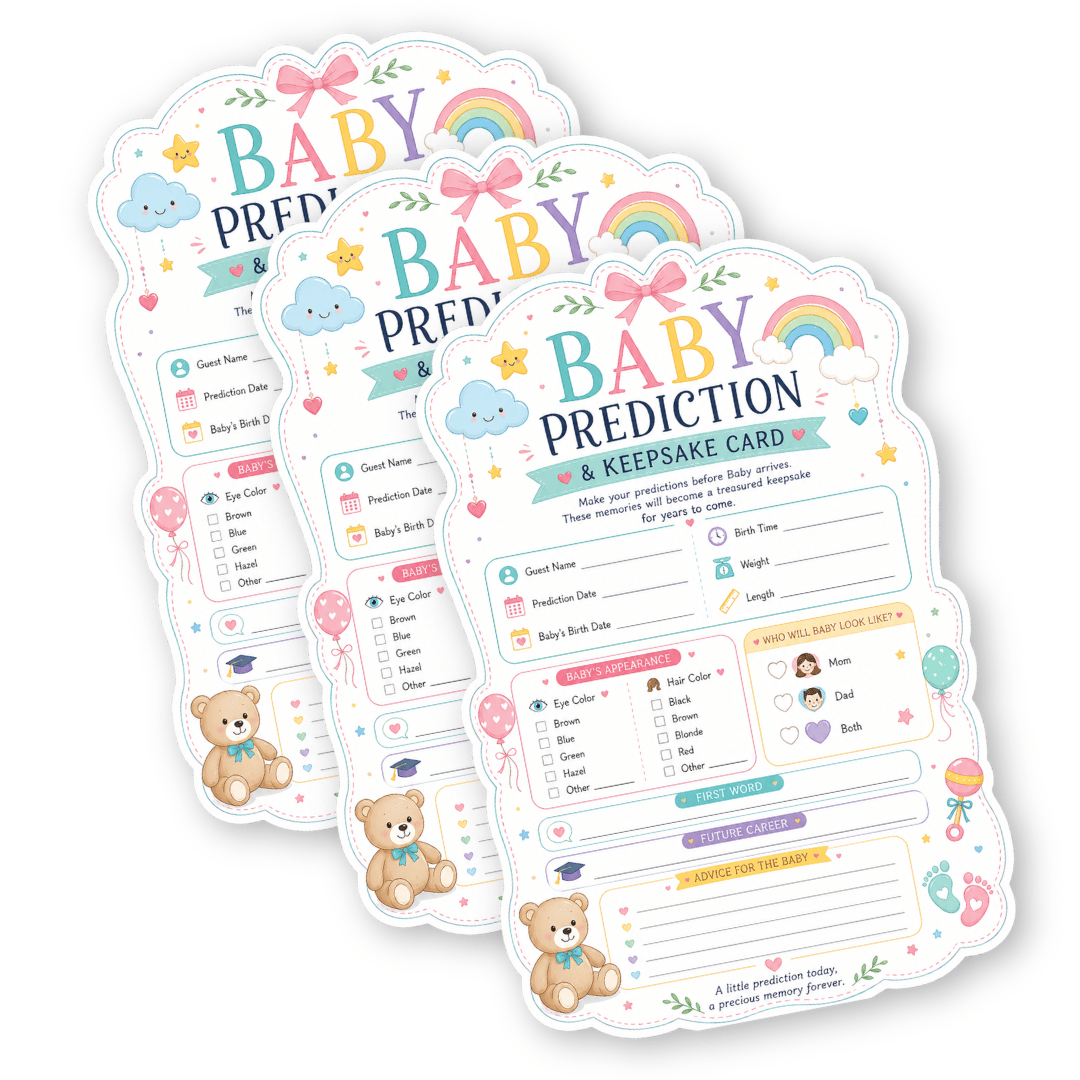 NYOTA Baby Prediction & Keepsake Cards for Baby Shower Game | Rainbow Pastel Baby Shower Guest Activity | Gender Neutral Baby Shower Party Game | Baby Advice & Prediction Cards | A5 Size