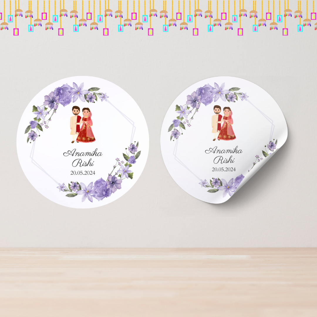 Purple Passion Floral Wedding Sticker