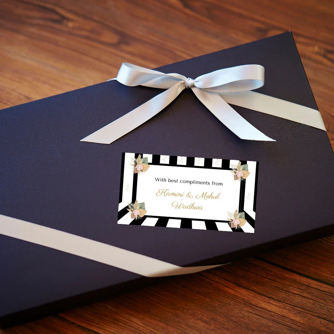 Black and White Striped 3D Effect Personalised Gift Sticker