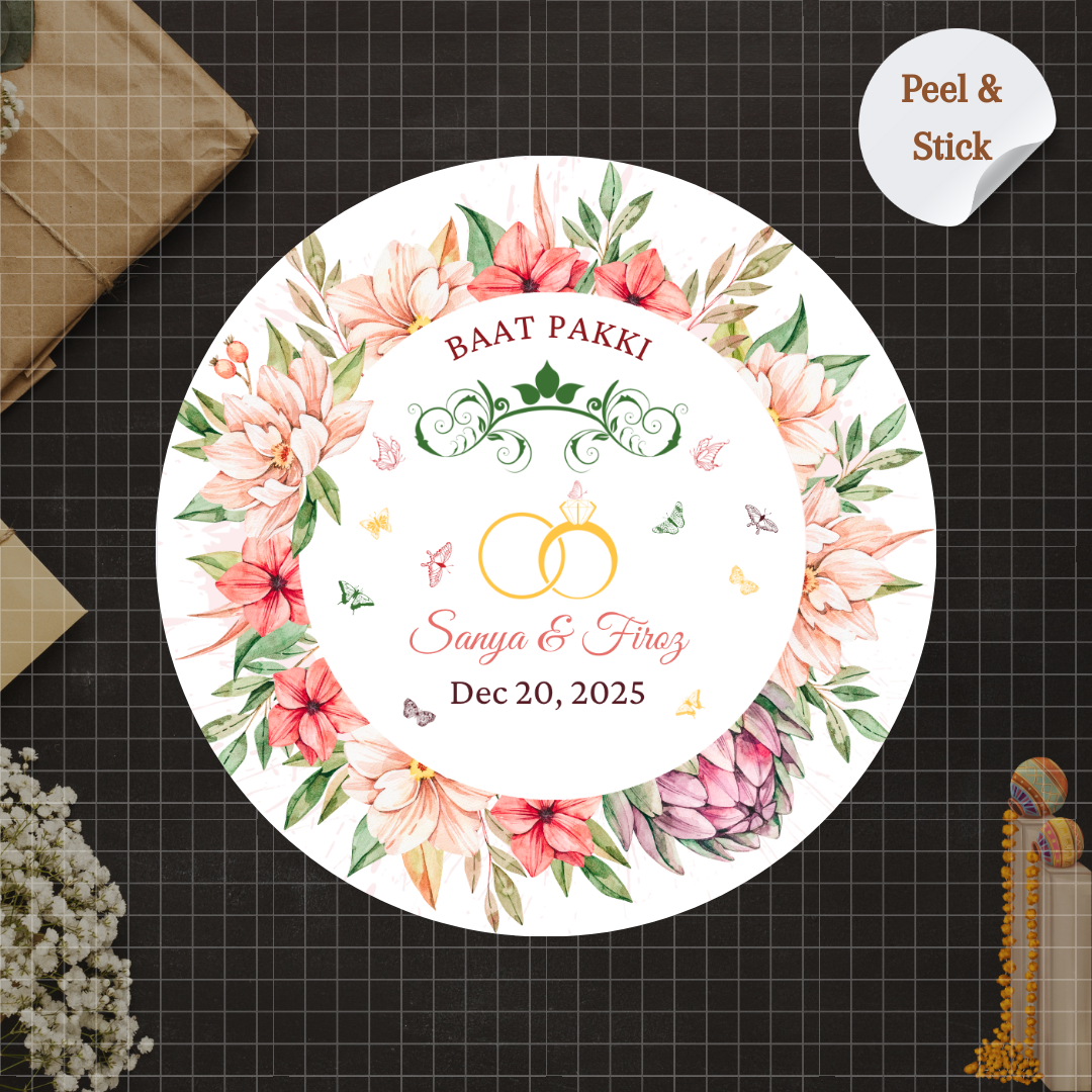 Baat Pakki Engagement Wedding Favour Sticker