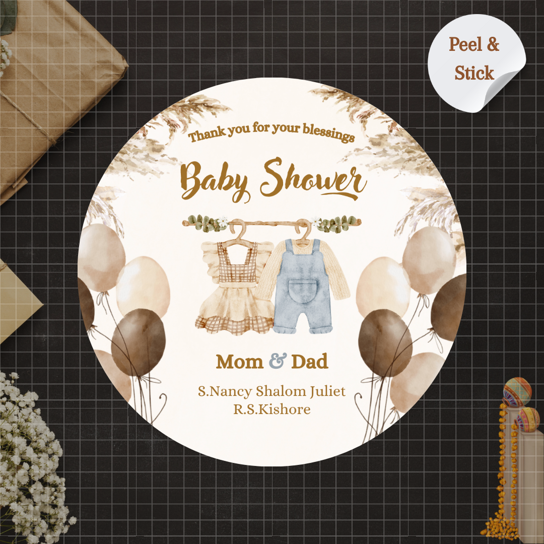 Boho Baby Shower Sticker – - Main Image