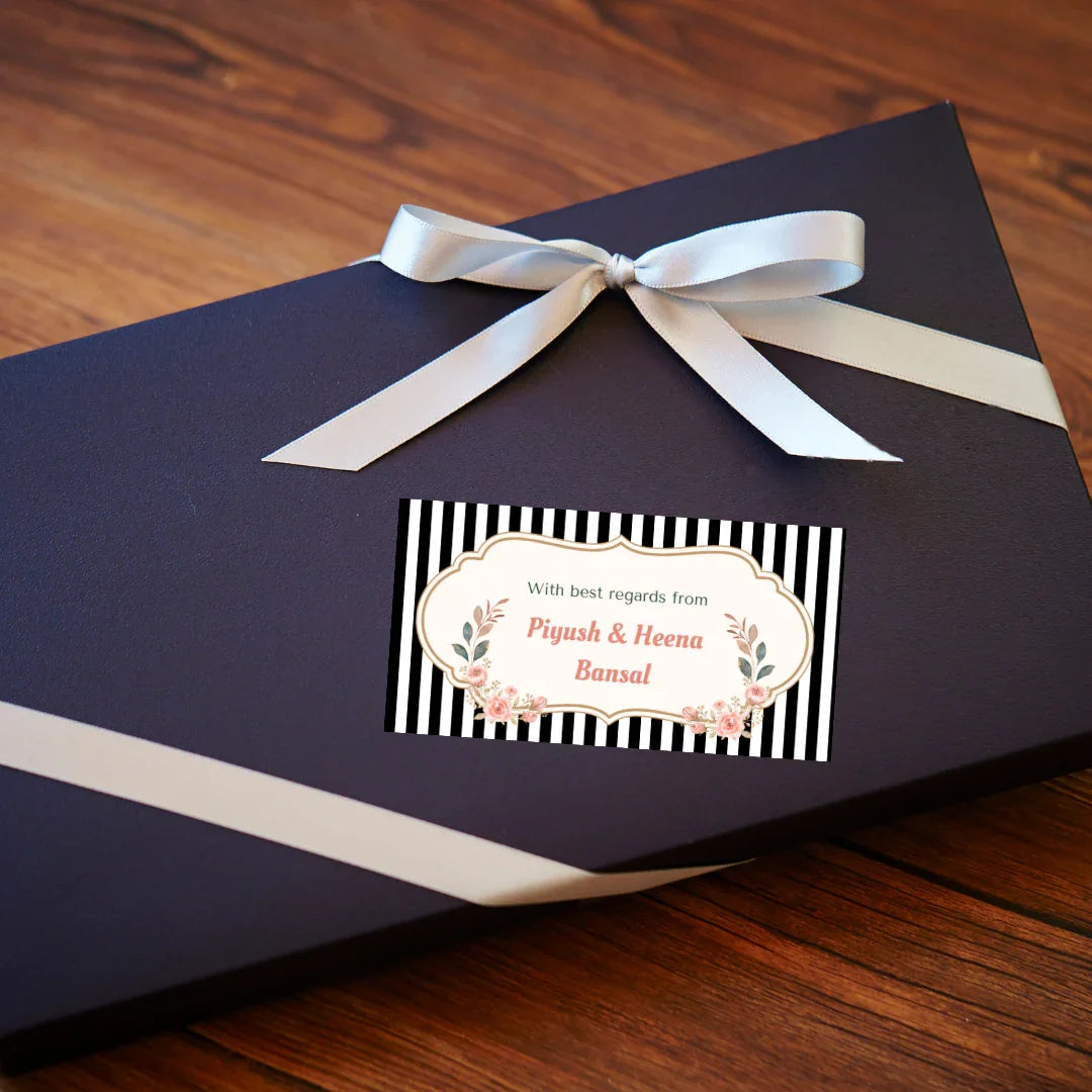 Black and White Striped Pastel Personalised Gift Sticker