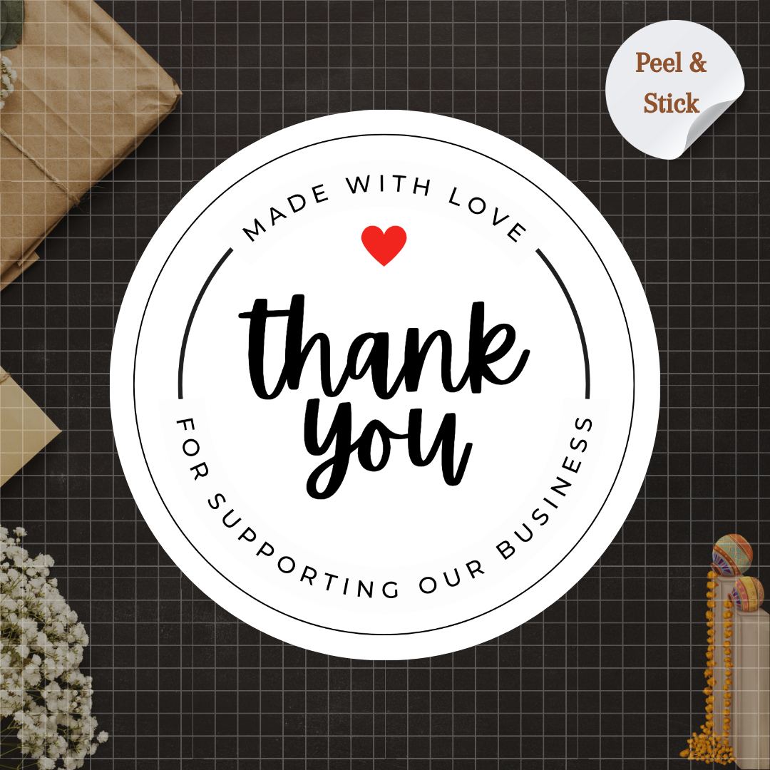 Monochrome White Love Thank you stickers