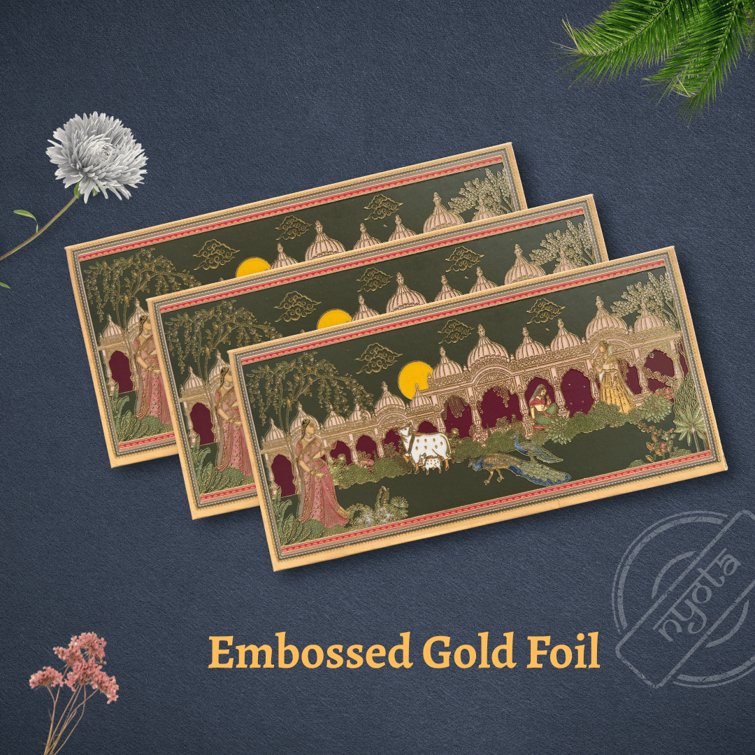 Ethnic Creamy Gold Foil Shagun Envelope