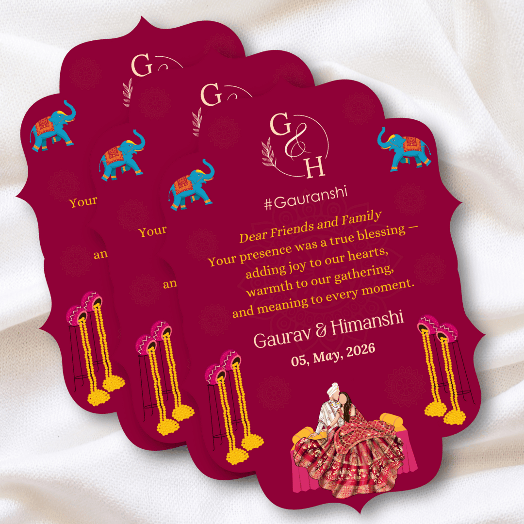 Royal Pink Wedding Thank You Card