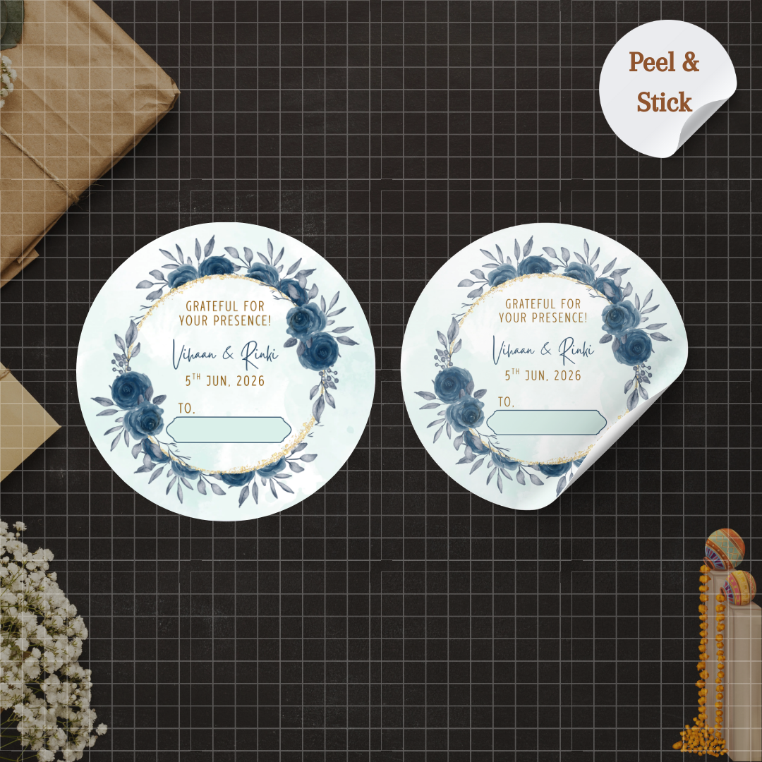 Winter Blue Wedding Sticker - Write Guest Name