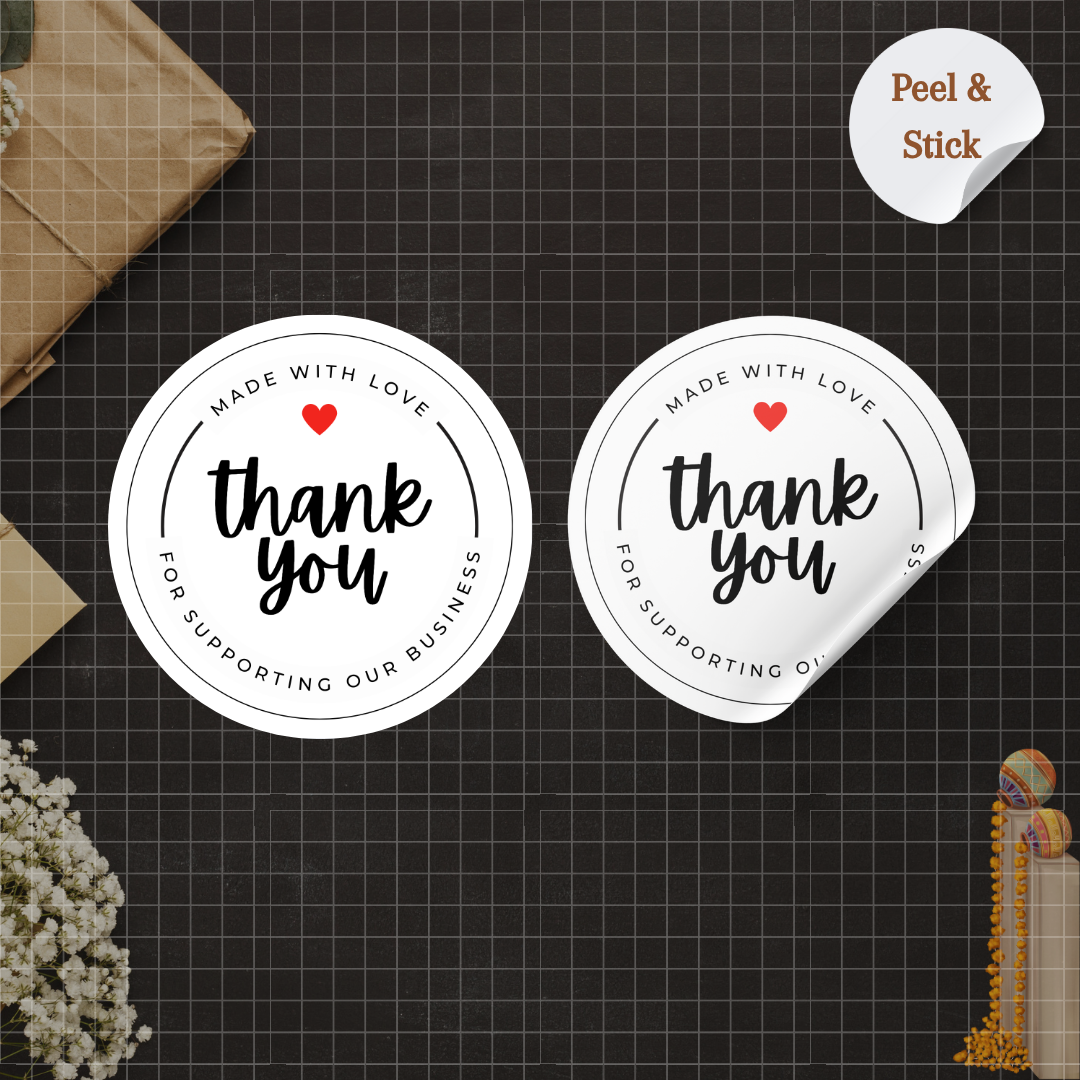 Monochrome White Love Thank you stickers
