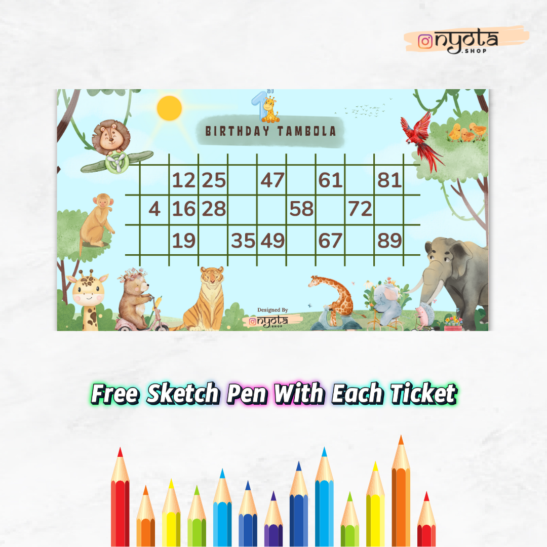 Kids Jungle Theme Tambola Ticket