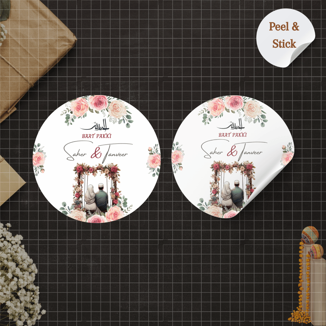 Couple Baat Pakki Sticker - Customized Text for Invites & Gifts