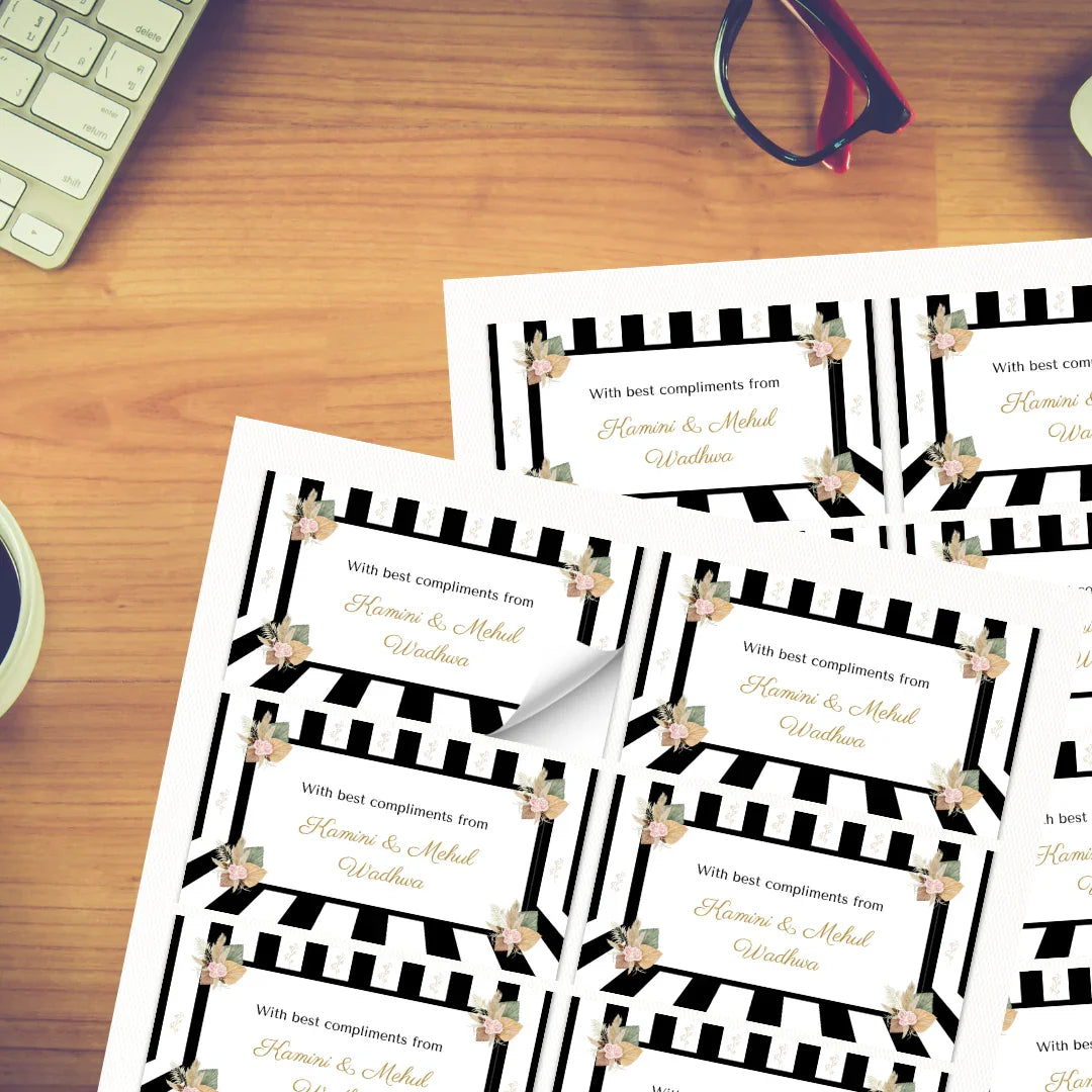Black and White Striped 3D Effect Personalised Gift Sticker