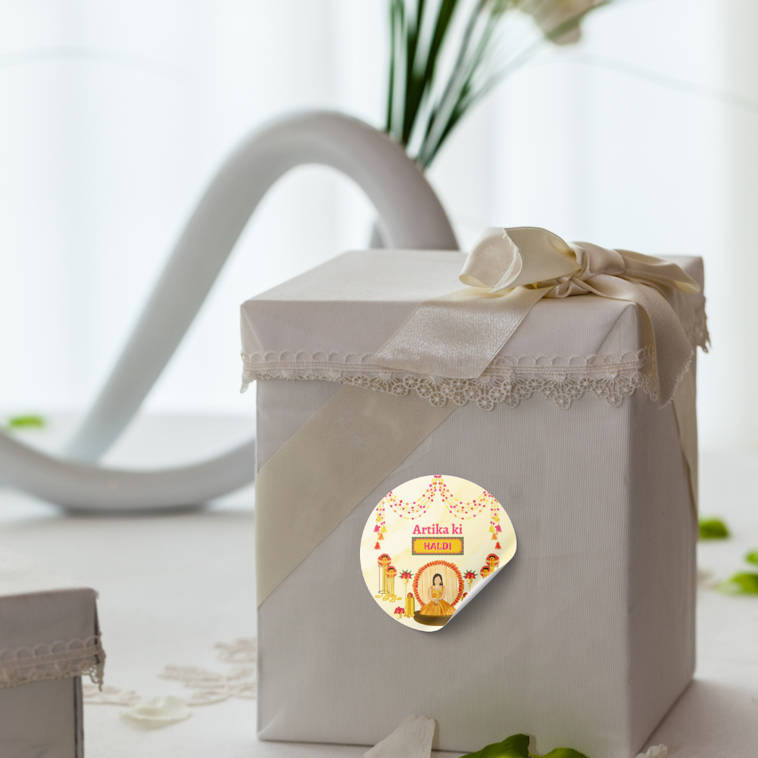 Yellow Decor Haldi Wedding Sticker Bride/Groom