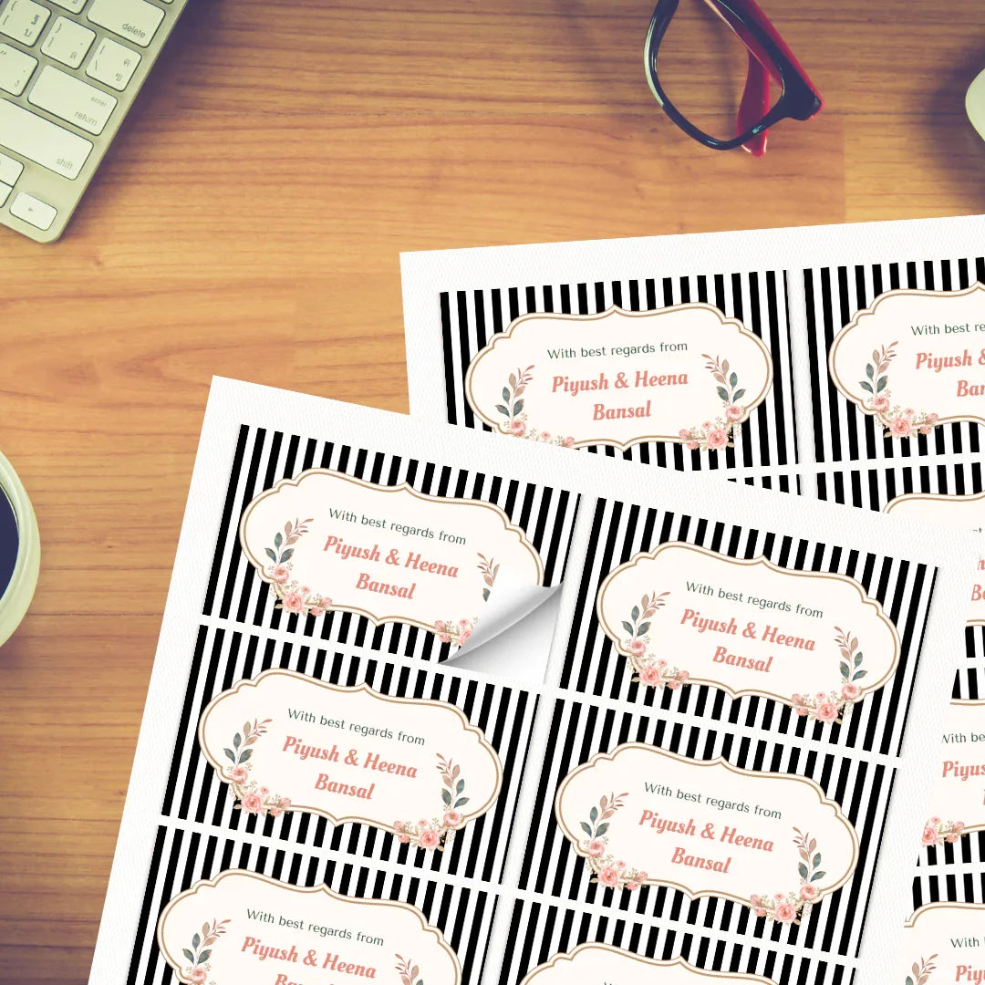 Black and White Striped Pastel Personalised Gift Sticker