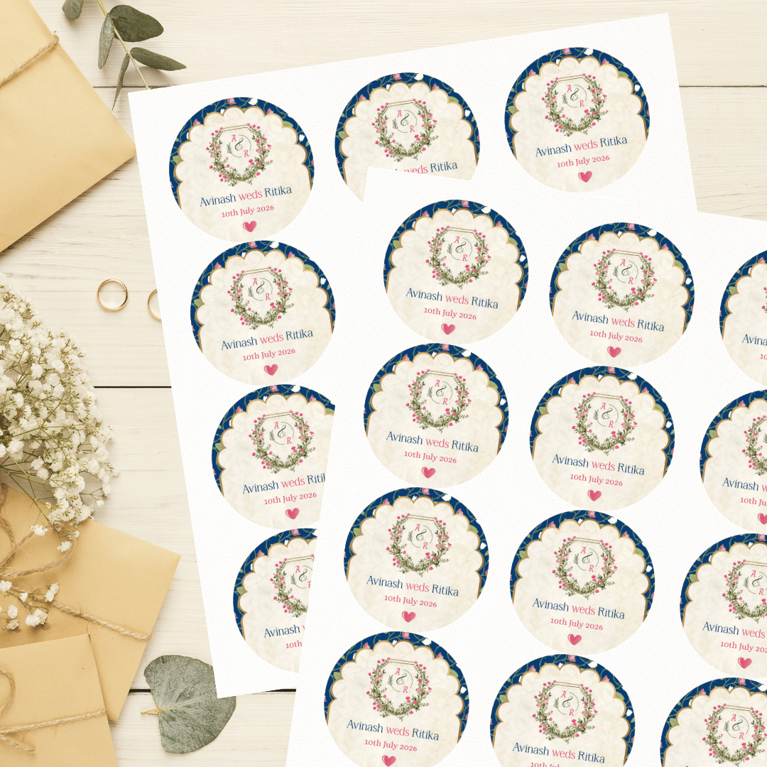 Printed Indian Wedding Royal Sticker with your name