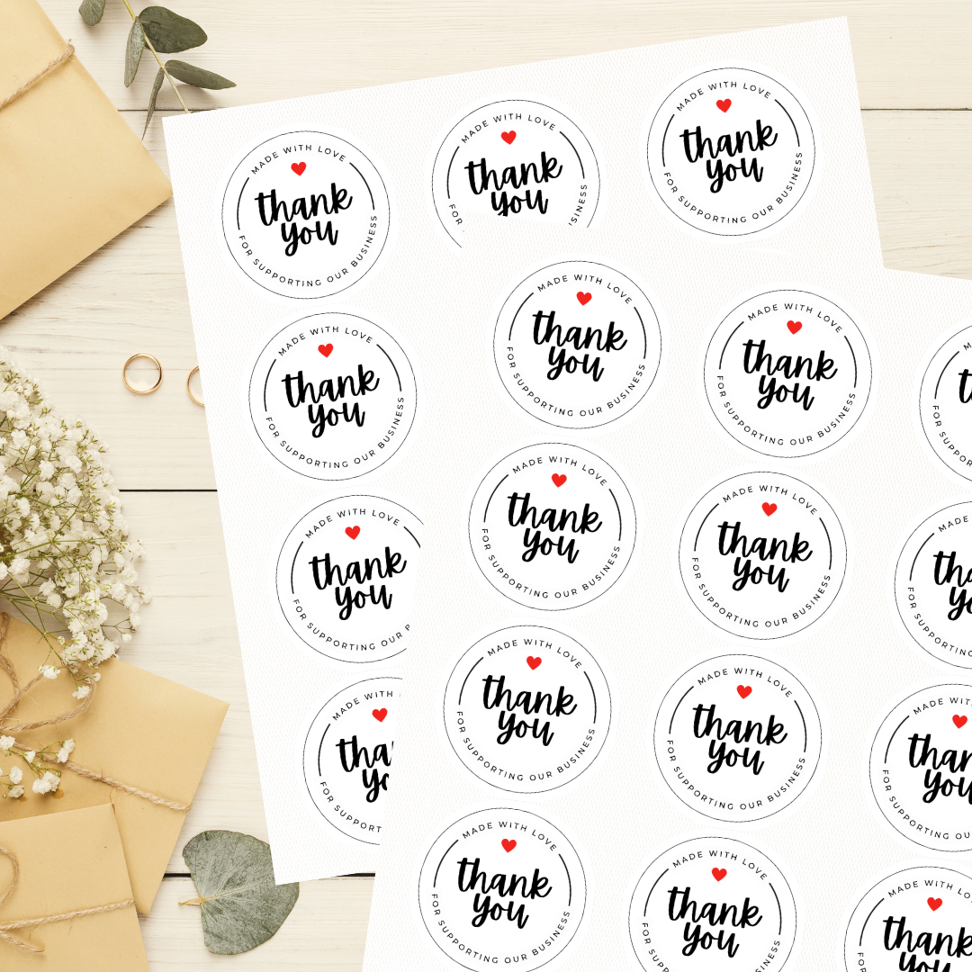 Monochrome White Love Thank you stickers