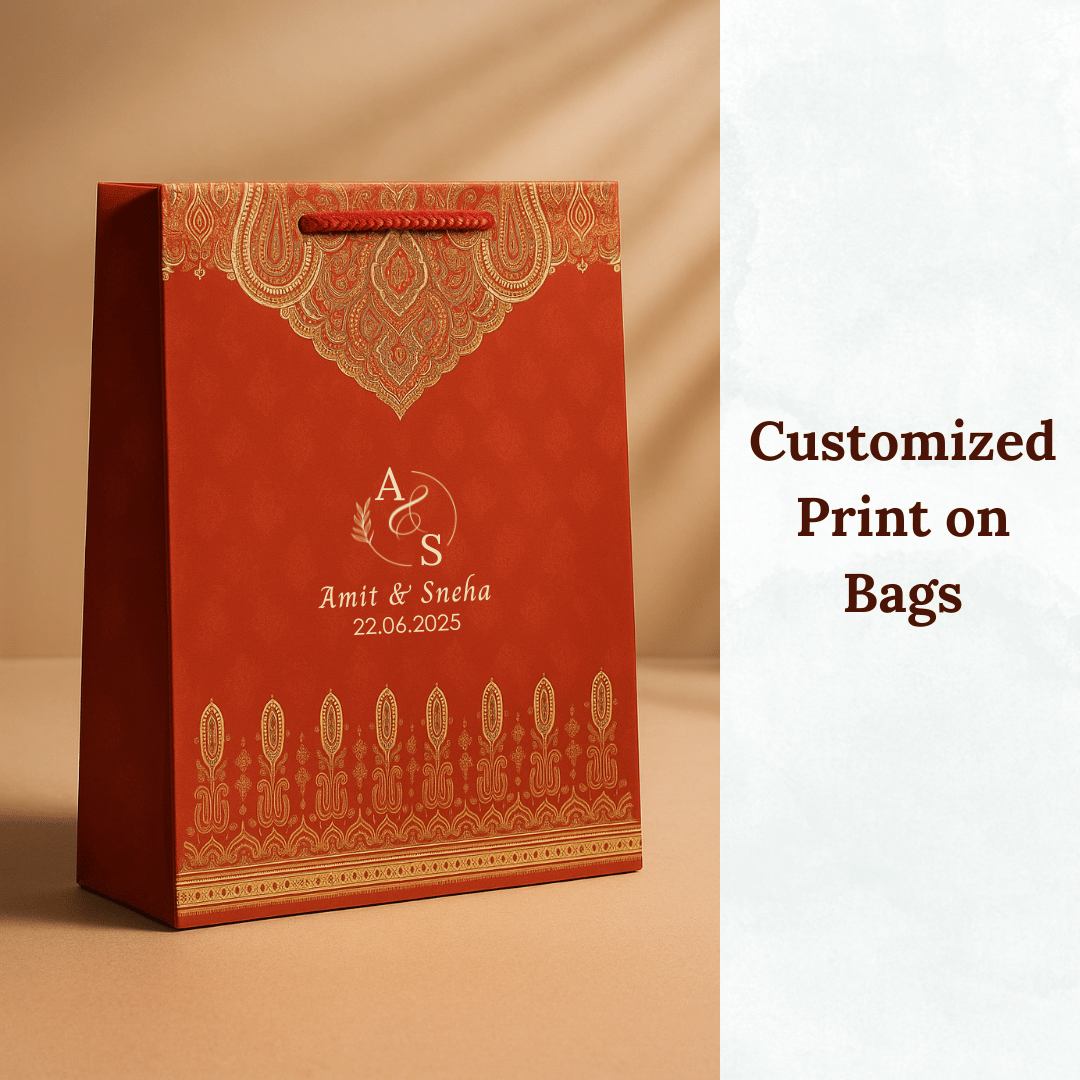 Ethnic Red Customised Printed Paper Bag