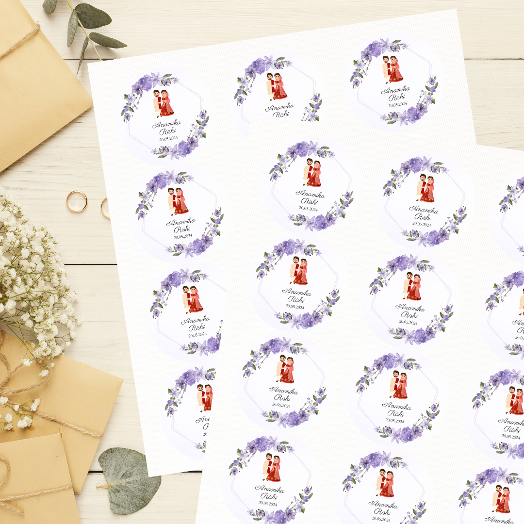 Purple Passion Floral Wedding Sticker