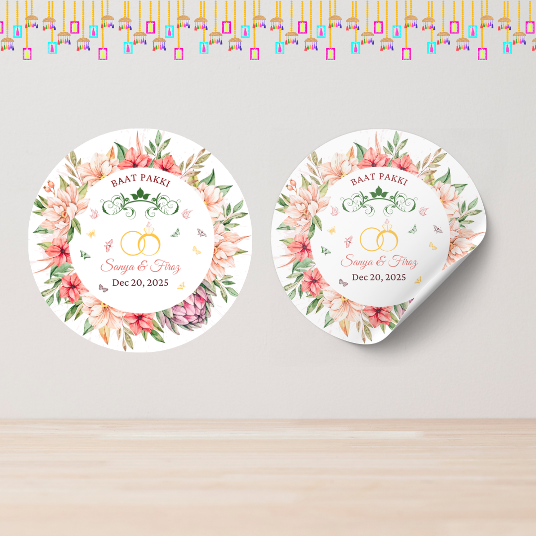 Baat Pakki Engagement Wedding Favour Sticker