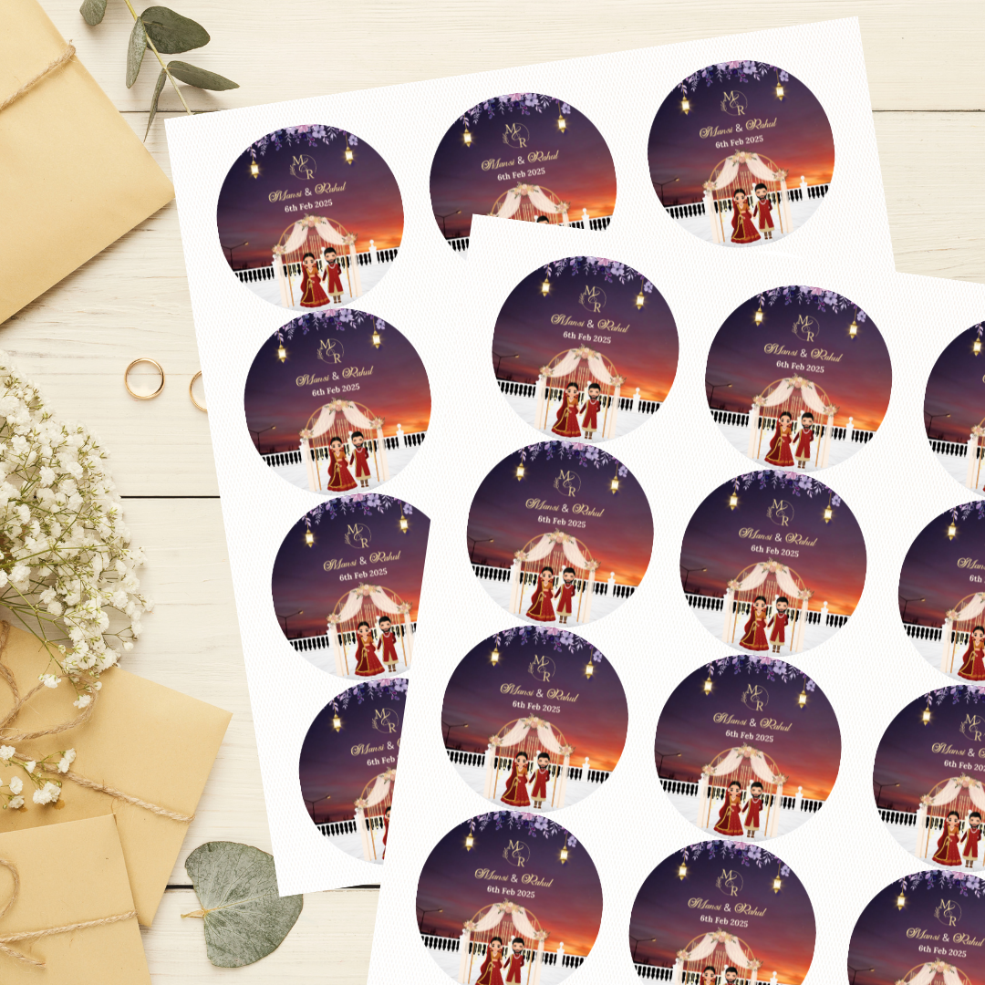 Scenic Stage Wedding Sticker - Customized Text