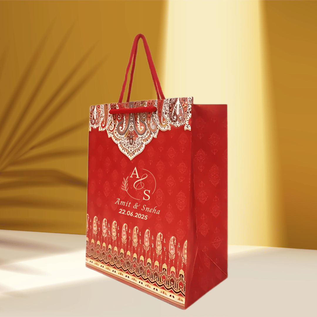 Ethnic Red Customised Printed Paper Bag