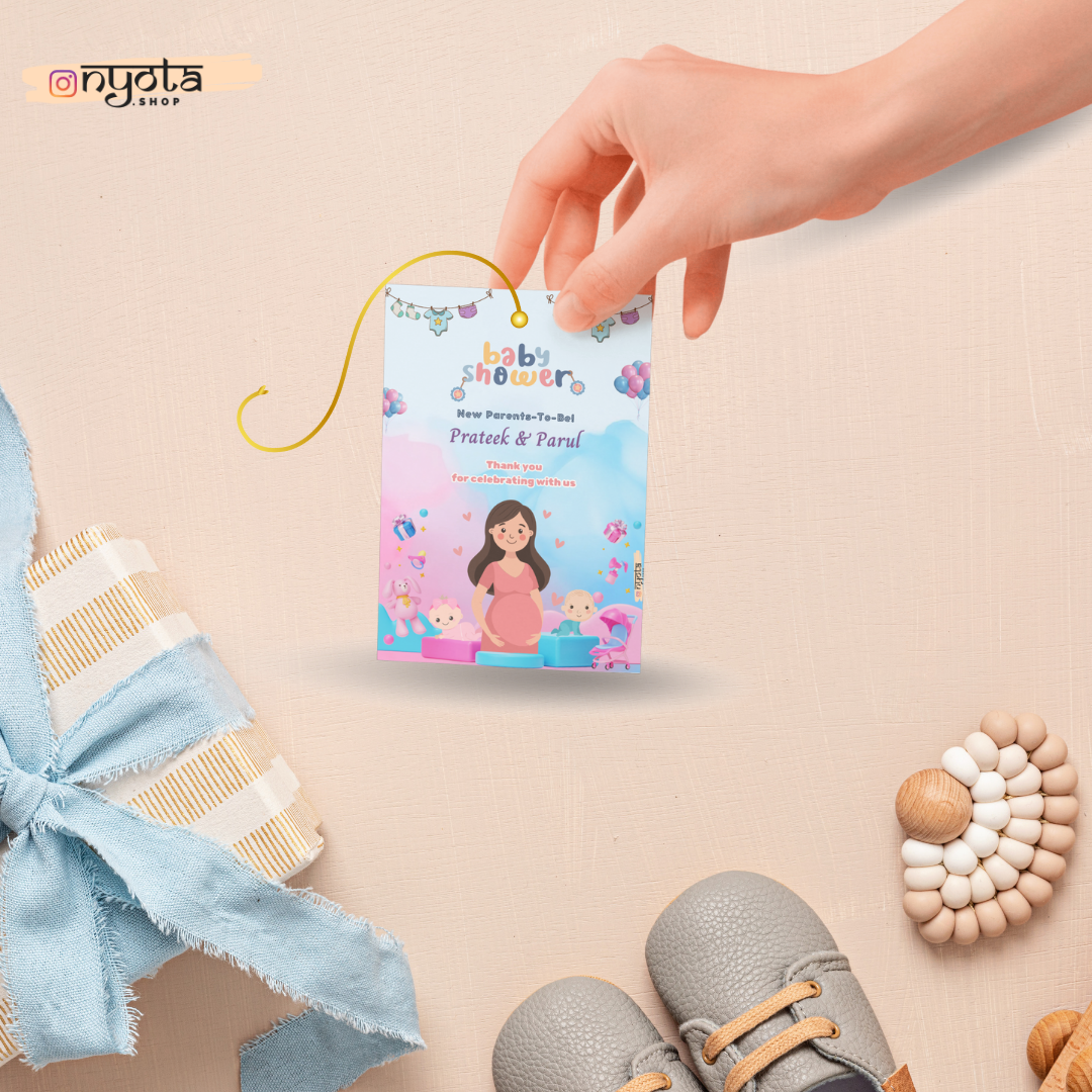 Dreamy Blue Pink Baby Shower Return Gift Tag