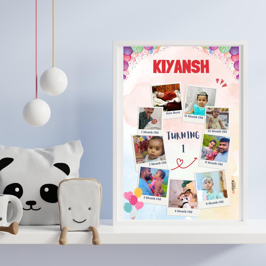 Personalized Kids Photo Milestone Board | Baby's First Year Birthday Chalkboard