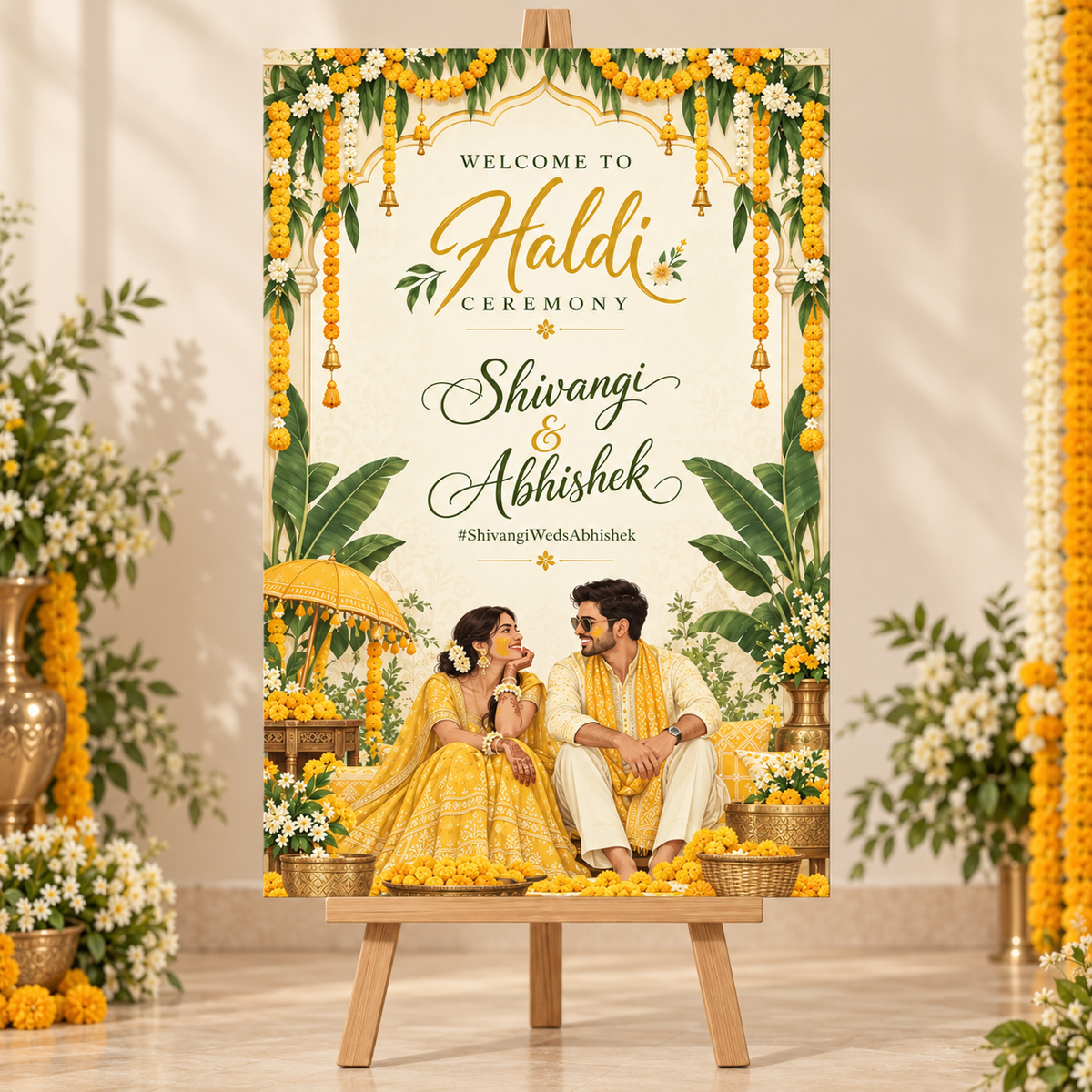 Personalised Haldi Welcome Board Sunboard