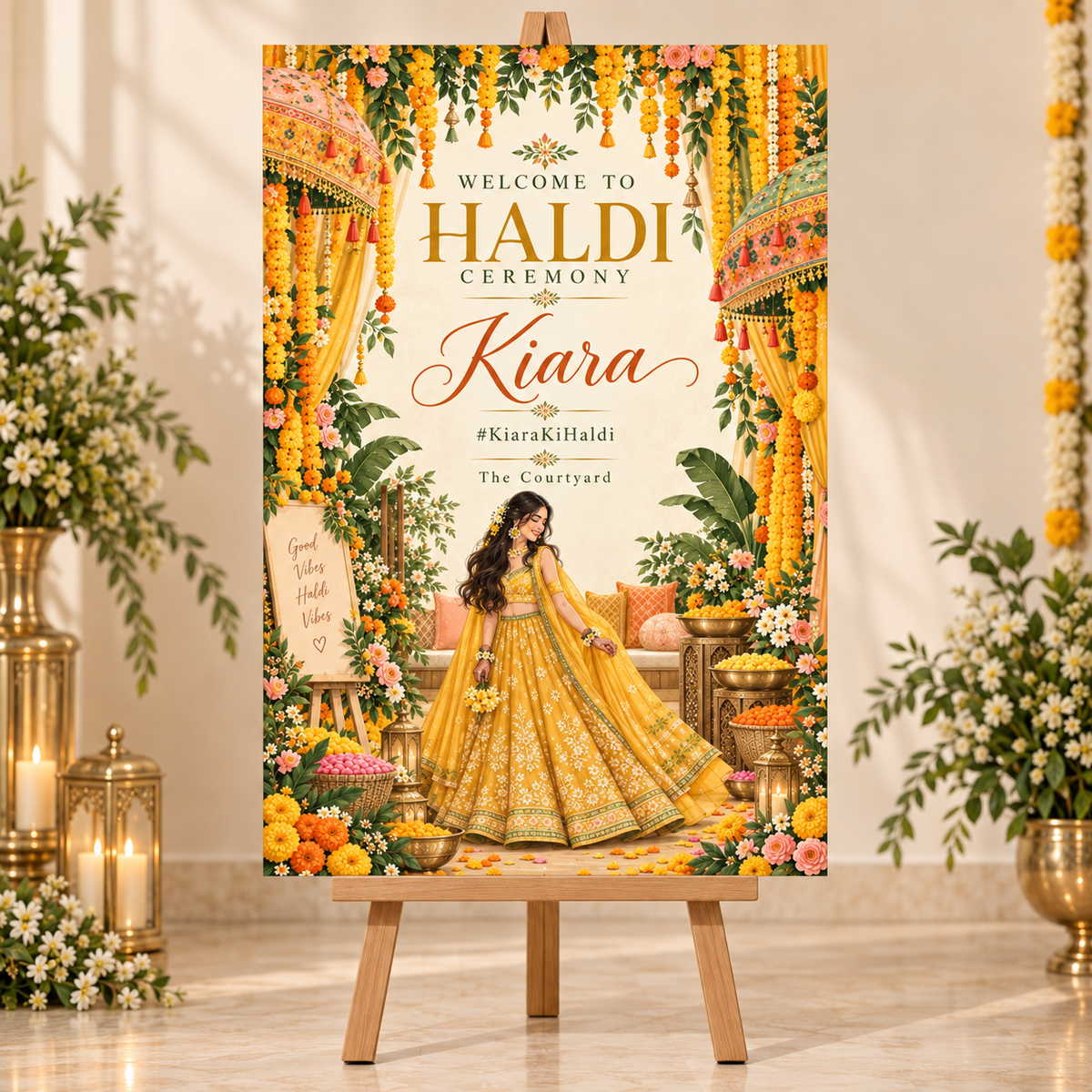 Yellow Haldi Ceremony Welcome Sunboard