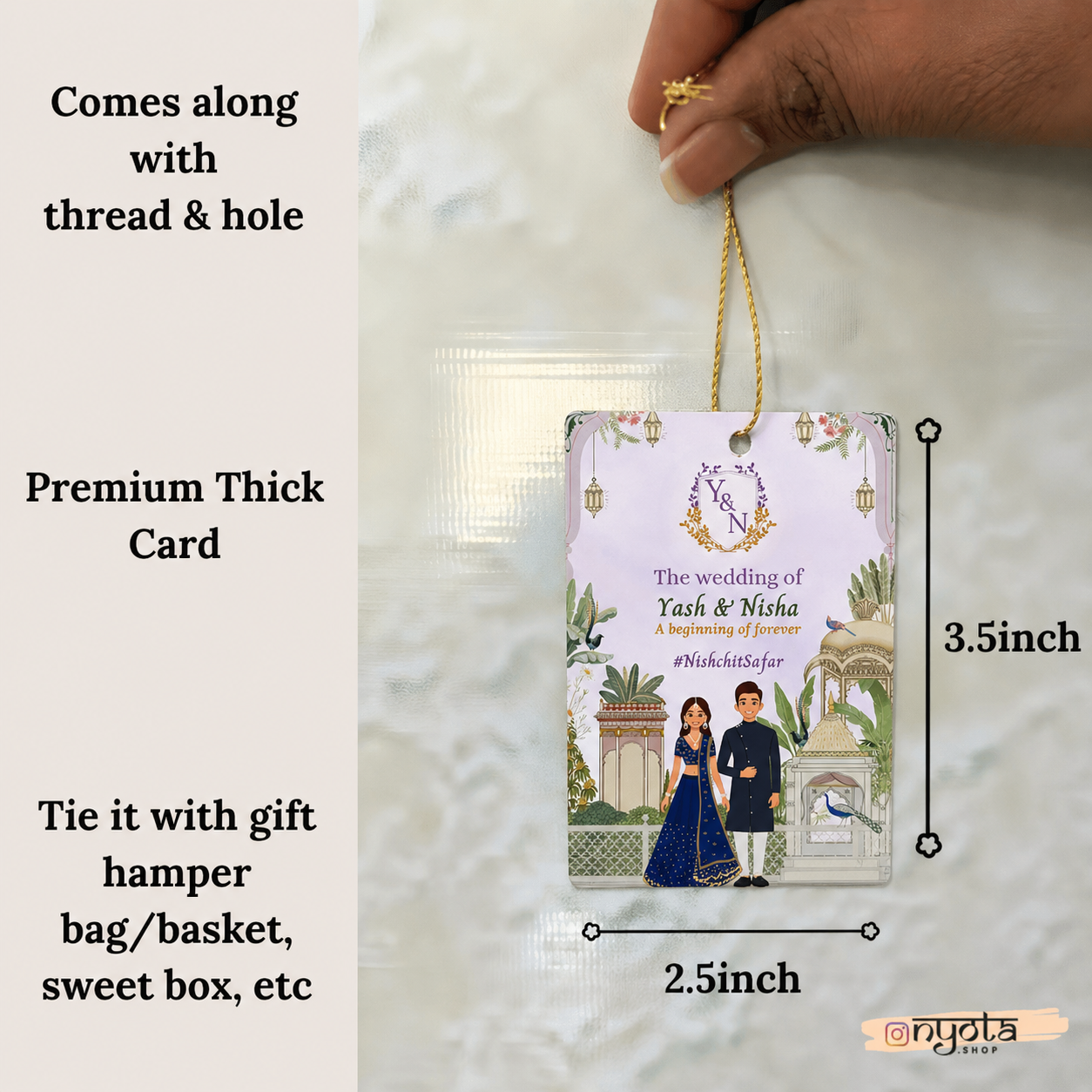 Lavender Pichwai Theme Wedding Gift Thank You Tag