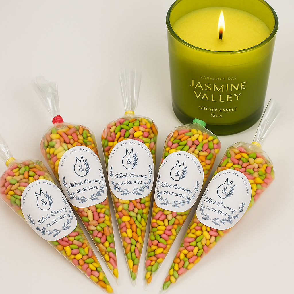 Saunf (Mouth-freshener) Cones Mehendi Favours with stickers