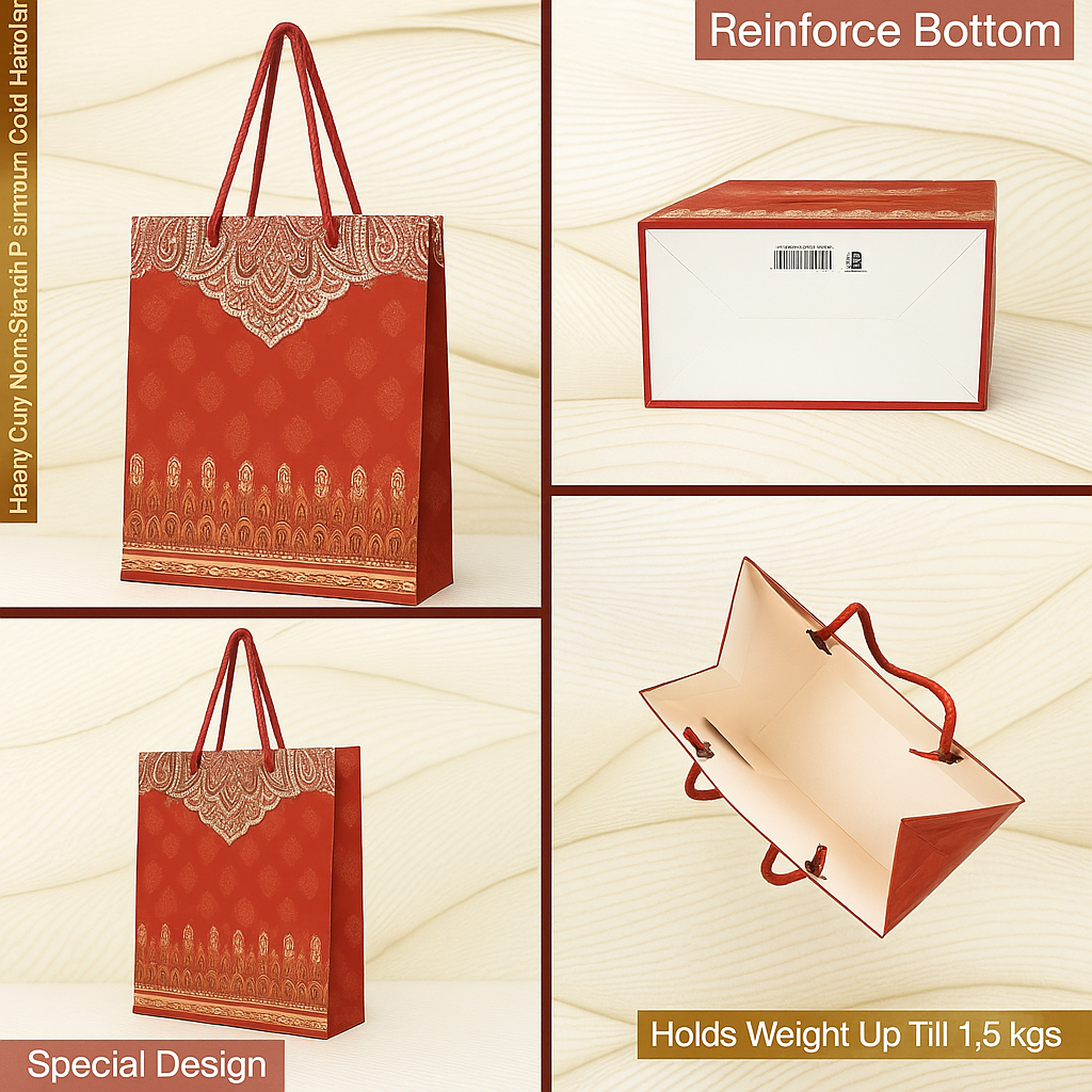 Ethnic Red Customised Printed Paper Bag