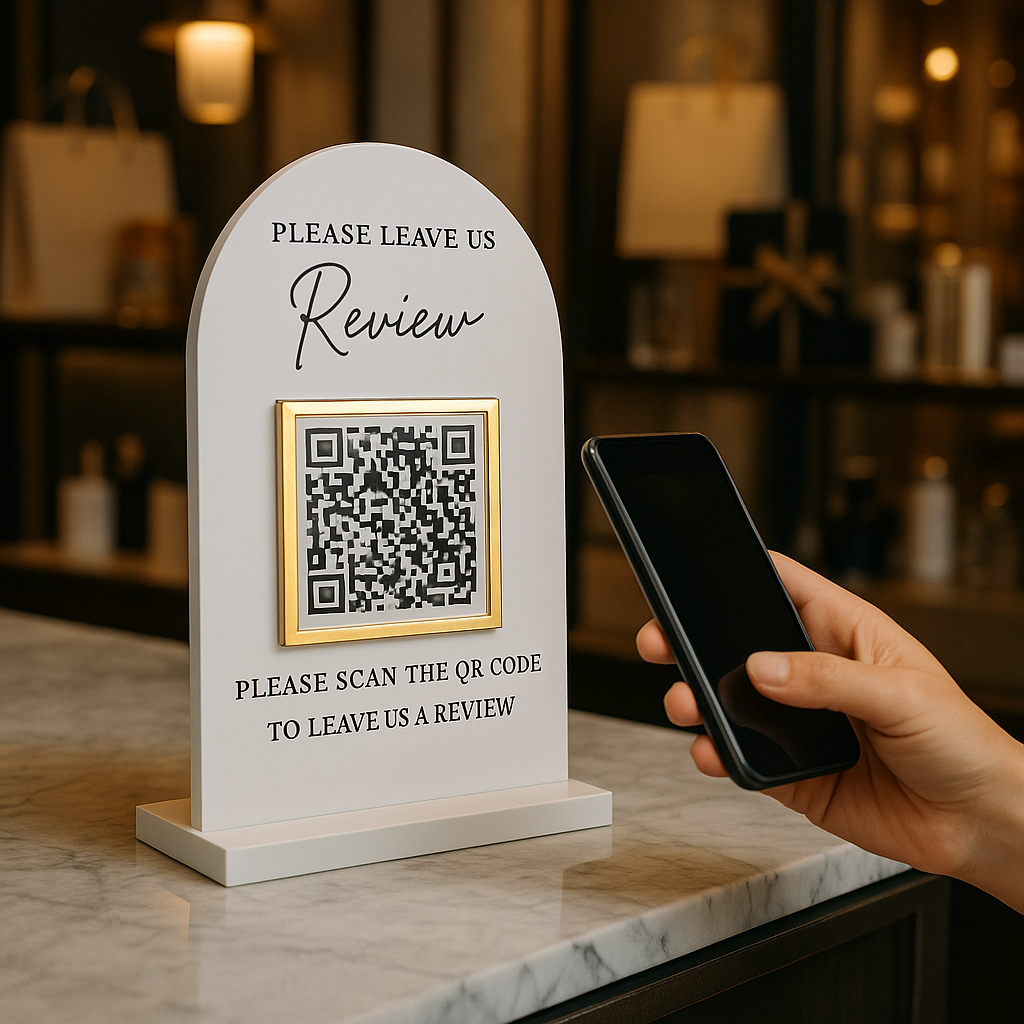 Acrylic Share A Review QR Code Stand