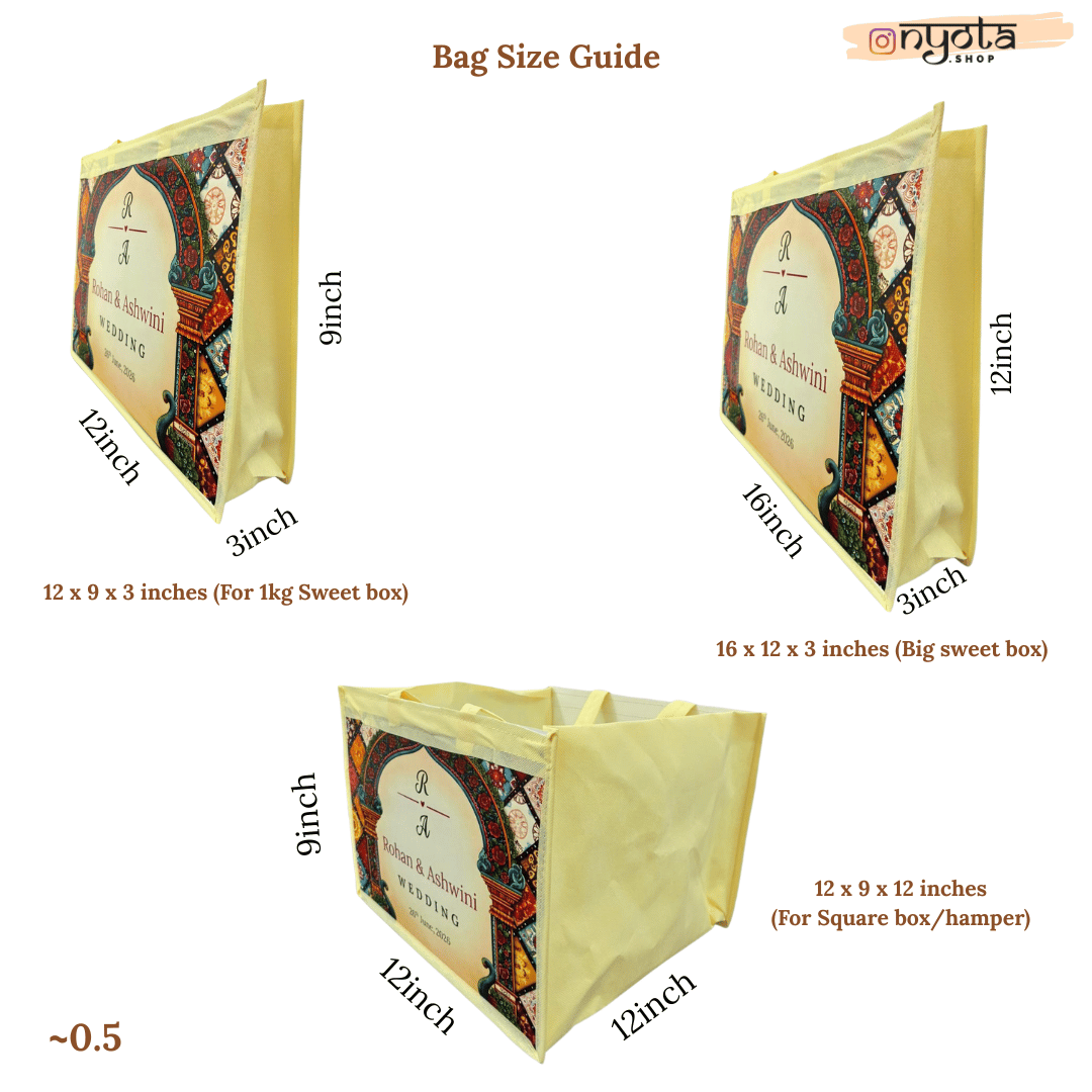 Personalized Wedding Gift Bag Royal Mandap Theme | Premium Return Gift Hamper Bag for Indian Weddings
