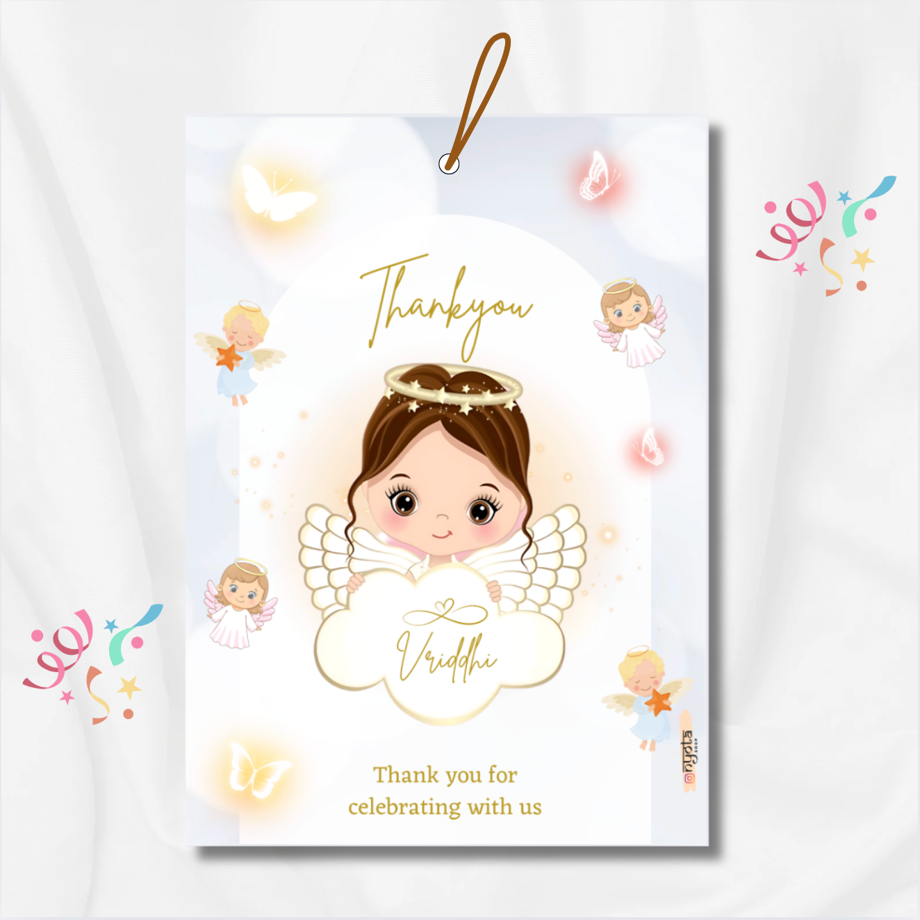 Angel Theme Kids Birthday Gift Thank You Tag
