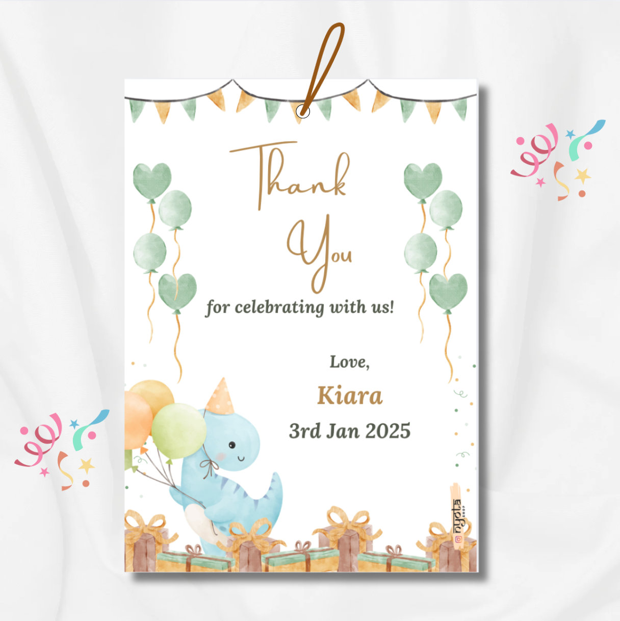 Pastel Green Kids Birthday Gift Thank You Tag