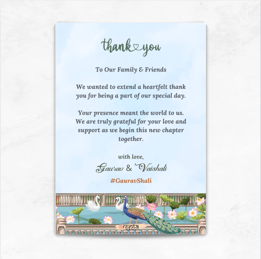 Blue Pichwai Theme Thank You Card